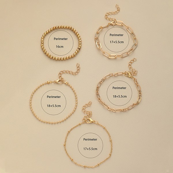5 kpl Bohemian Gold Color Set naisille Säädettävä Bea