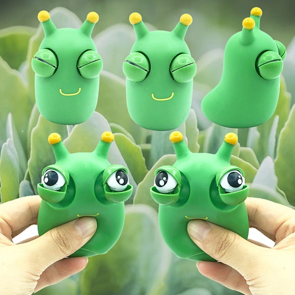 Funny Grass Worm Knip Leketøy Grønt Øye Sprett Orm Leketøy Jul Yellow