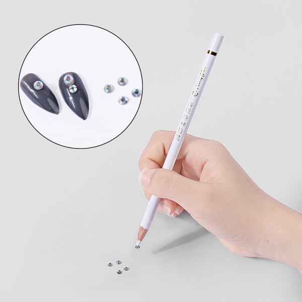 Nail Rhinestone Picker Point Drill Pen White Crayon Bold Refill