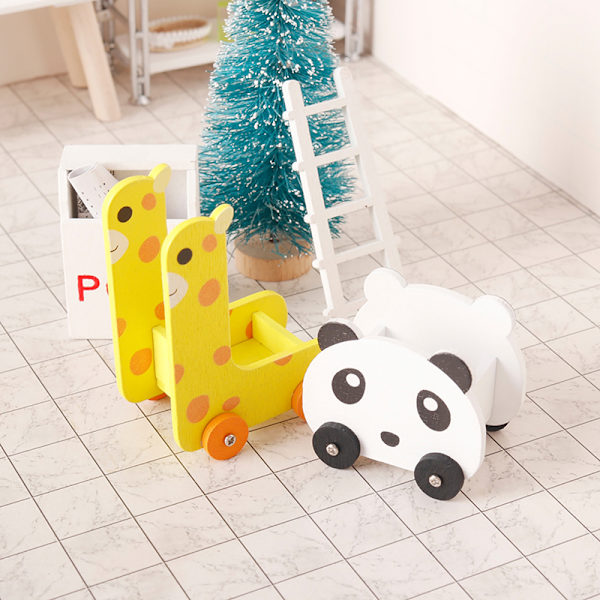1:12 Dockhus Miniatyr Panda Trolley Giraffe förvaringskorg F Giraffe