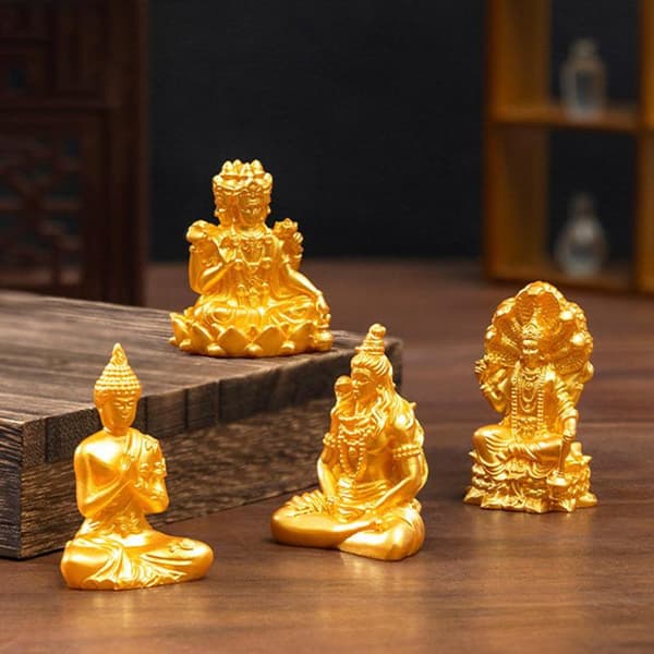 Tibetanska miniatyr Buddha-statyer 4pcs