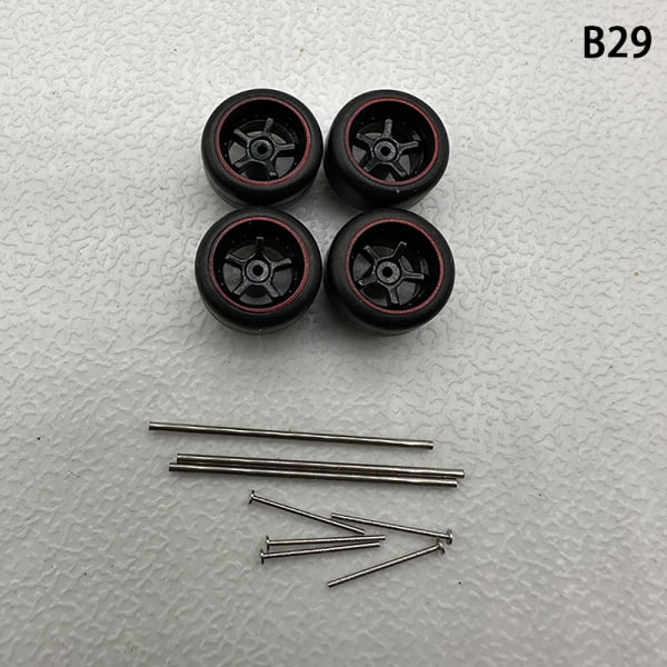1 Set 1/64 modellbilhjul med gummidäck Modifierade delar Ve B29 5Claws Red