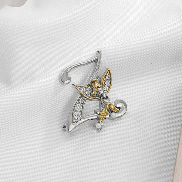 Crystal English Letter Brooch Alf Angel Lapel Pin Suit Shirt Co Z