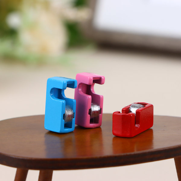 1/12 Dollhouse Simulation Mini Tape Dispenser Dolls House Stati Red