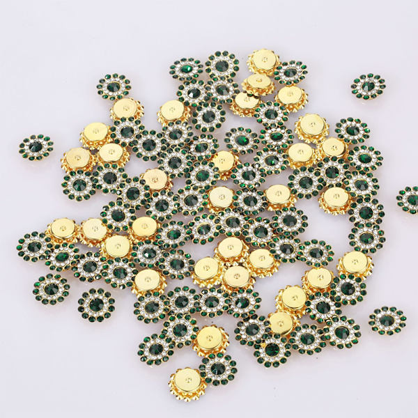 25 Stk14mm Blomsterformet Sparkling Button Flatback Sydug lake blue