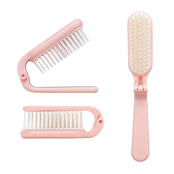 Vikbar hårkam Bärbar löshårborste Antistatisk He Pink