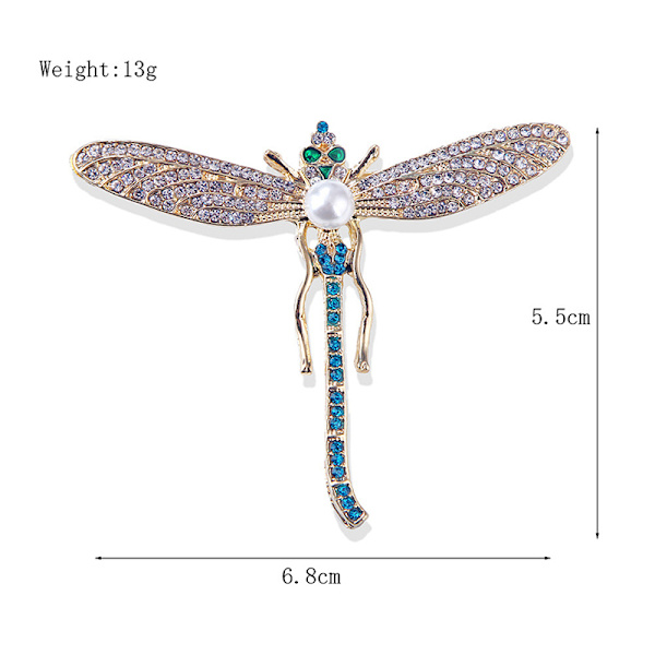 Pearl Rhinestone Dragonfly Brosch för kvinnor Barock Trendig Eleg