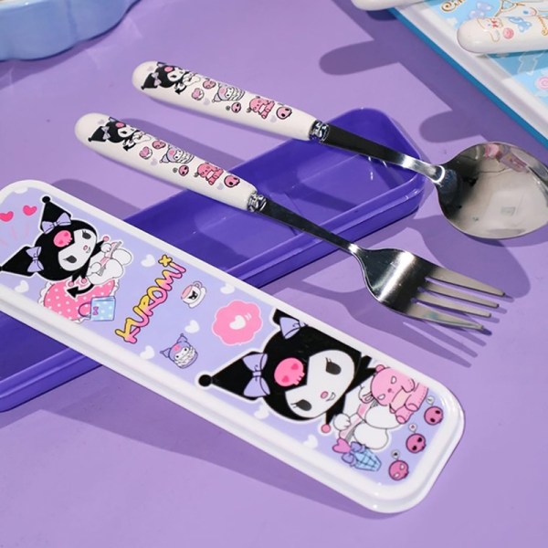 Kawaii Sanrio My Melody Cinnamoroll Kuromi lery Set tikkuja Spoo 2Pcs set B