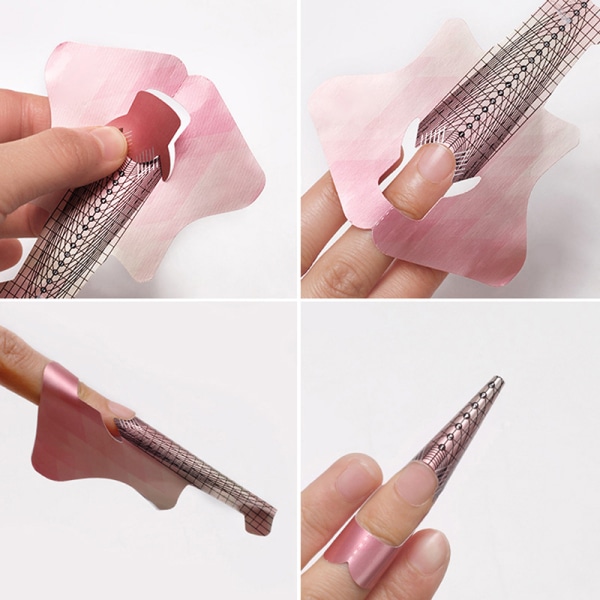 100/300 st Manikyrpapper Nagelformar Nagelförlängningsformulär Guide 300Pcs