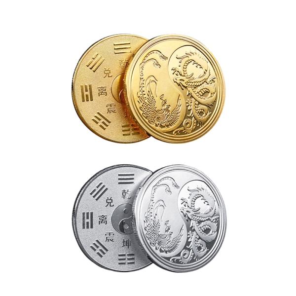 Golden Silver Dragon Coins Lucky Phoenix Commemorative Gold Co Gold