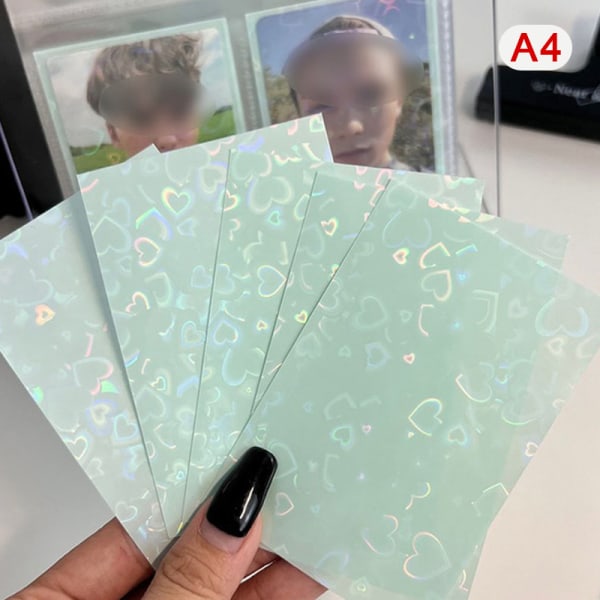 50 st Kpop Card Sleeves 61x91mm 20C Heart Bling Hållare För Holo Mint green