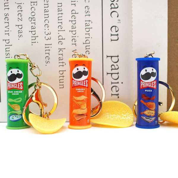 Jäljitelmä Pringles Perunalastu Avaimenperä Bucket Snack Pizza Peruna A5