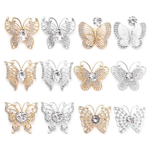 Alloy Rhinestone Butterfly Broche Fashion All-match Tørklæde Buckl A7