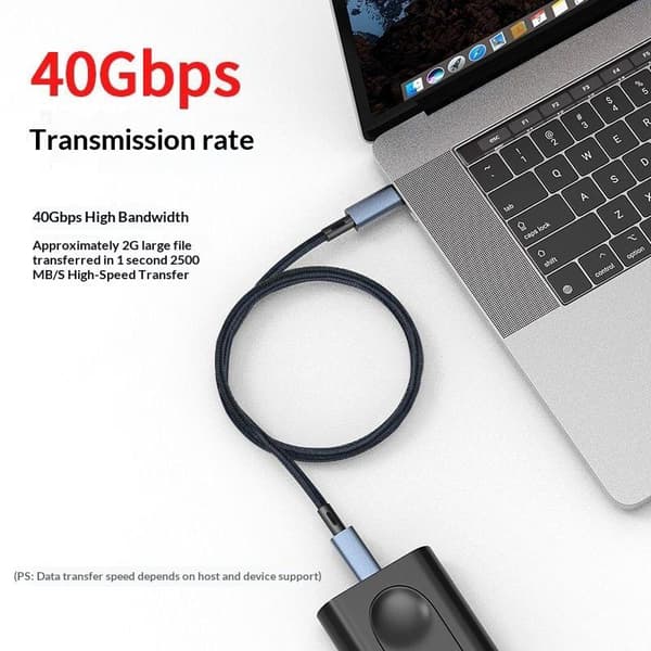 240W USB C til Type C-kabel PD 3.1 Hurtigopladning 40 Gbps Data 8K@ Black