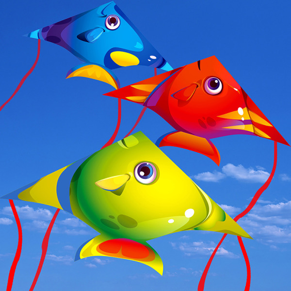 Barnas tegneserie Animal Kite Fargerik Tropical Fish Kite Flyi Blue