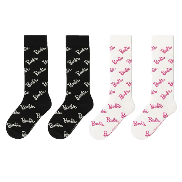 1Pari Barbie-sukat Aakkoset Medium High Sock Autumn Winter Relast Black