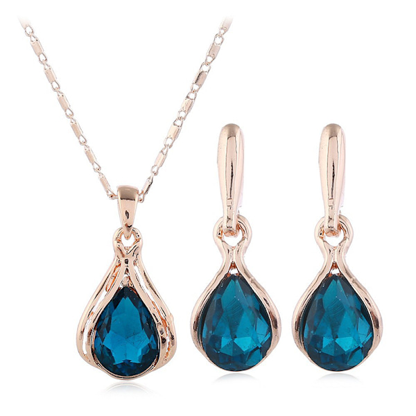 Muoti Blue Crystal Creative geometriset häät korvakorut kaulakoru
