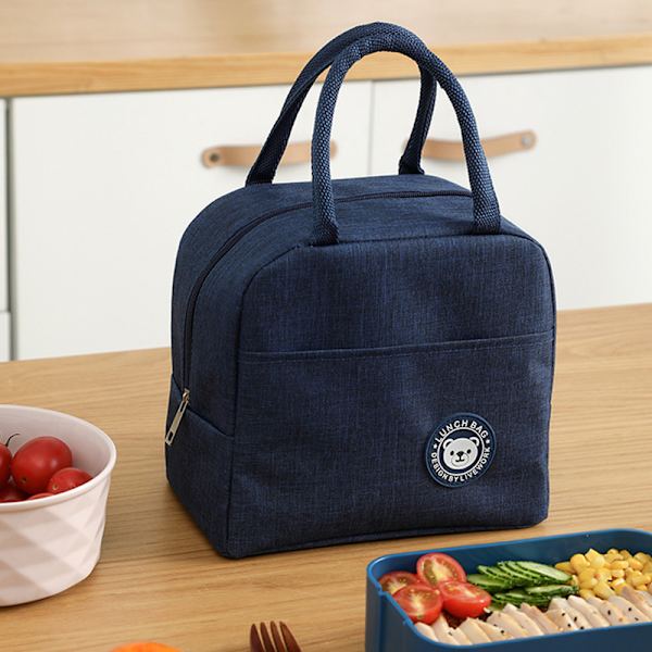 Matbokspose Bento Box Isolasjonspakke Termiske piknikposer Navy blue