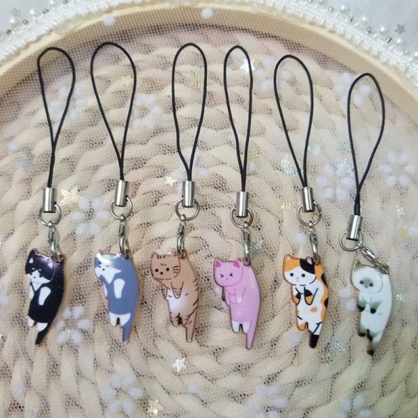 Mobile Phone Lanyard Universal Cat Phone Strap For IPhone Case Brown