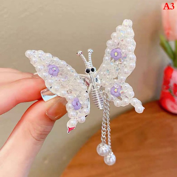 Uusi e Moving Butterfly Hairpin Girls Tassel Barrettes Hair Acce A3
