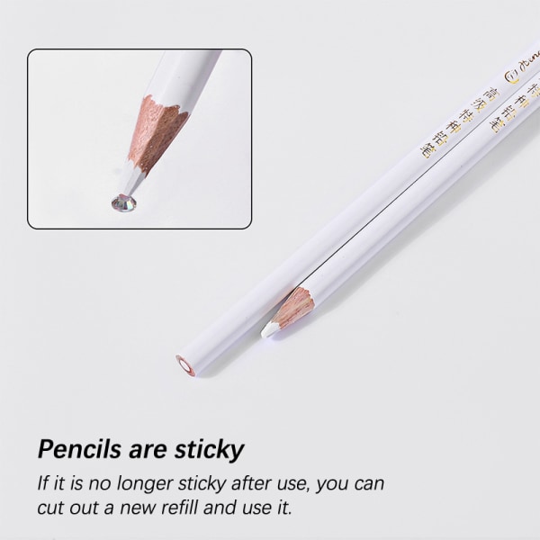 Nail tekojalokivi Picker Point Drill Pen Valkoinen Crayon Bold Refill
