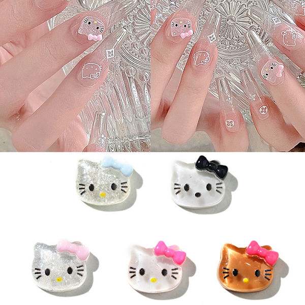 10 kpl Fine Flicker Katie Cat Nail Sarjakuvatarvikkeet Mini Resi DZ781-04