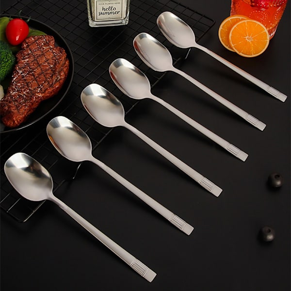 Creative Langt Håndtag Væghængende Ske Rustfrit Stål Dessert Silver