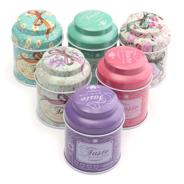 Blomsterdesign Metall Sukker Kaffe Te Tin Jar Container Candy Se