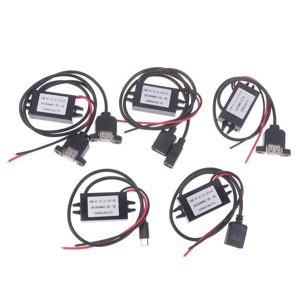1 stk 12V 24V til 5V 3A bil nedtrappingsomformer spenningsreduserende Dual Square USB