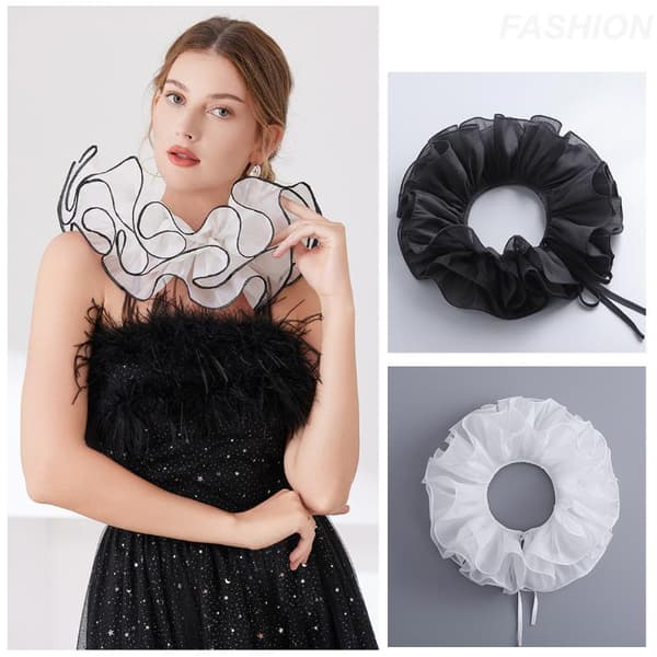 Fransk Elegant Mesh Ruffle Lag Krage Dekorasjon Avtakbar A1