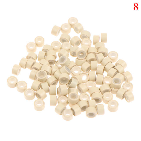 100 Stk Micro Silikone Forede Ringe Links Beads Crimp Beads Hår 8