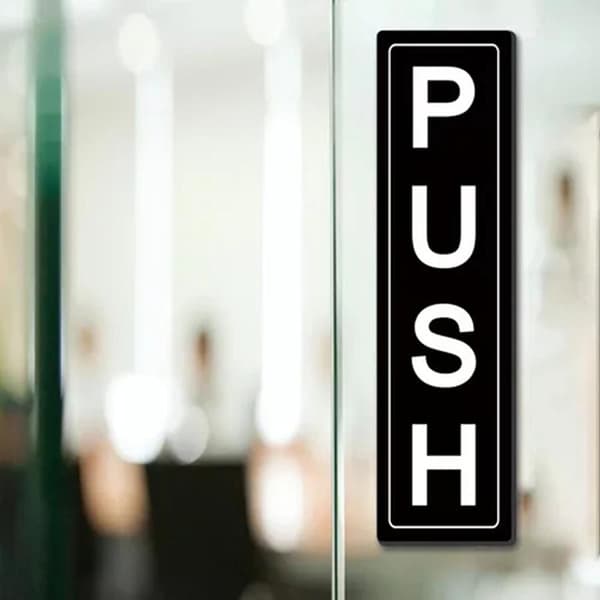 2PCS Akryl Push Pull Dörrskyltar Butiker Självhäftande Dragdörr Black