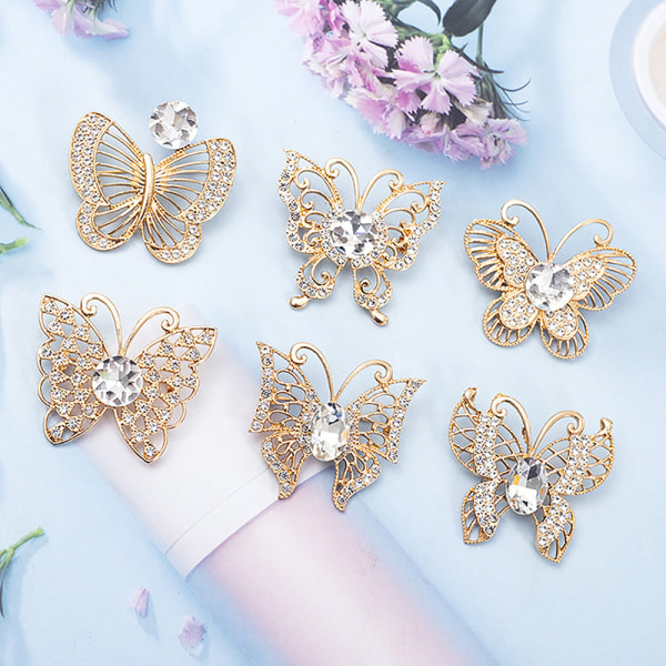 Alloy Rhinestone Butterfly Broche Fashion All-match Tørklæde Buckl A6