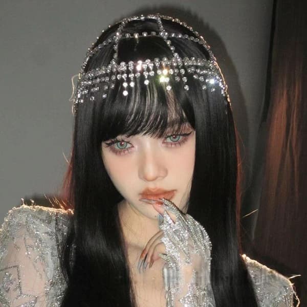 1 stk. hul netting dusk lue hodeplagg bohemsk rhinestone hode A2