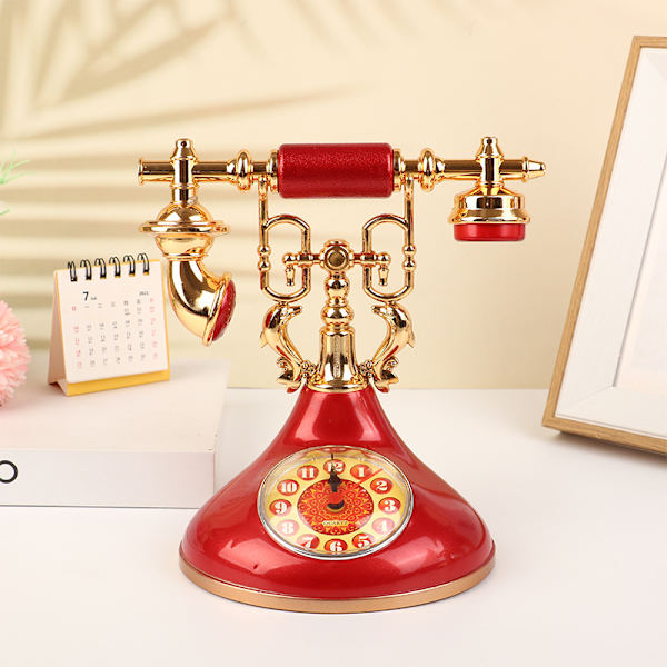 Retro telefonmodell Väckarklocka Creative Timekeeper Desktop T Red