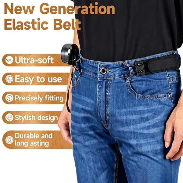 Elastiske bælter uden spænde Elastisk bælte til kvinder mænd Unisex Stret Black