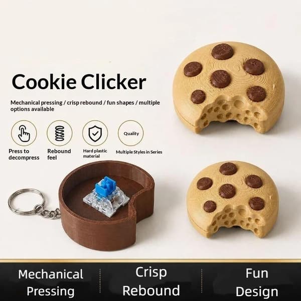 3D-printede dessertformede fidget-klikkleker som gir tilfredsstillende klikk A8