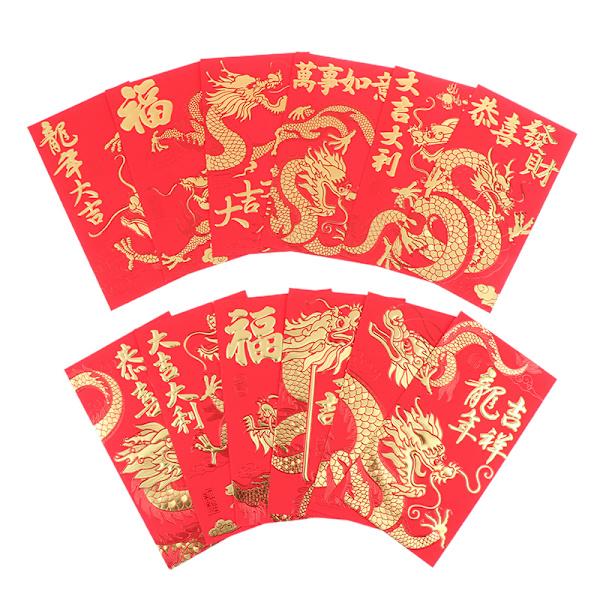 6 STK 2024 Dragon Year Red Kuvert för nyårsdekoration Mone A2
