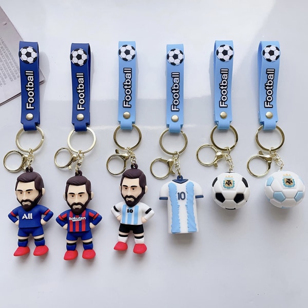 Fotballstjernefigur Messi nøkkelring Ryggsekk Veske Dekor Doll Pend A3