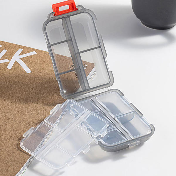 Travel Pill Organizer Fugtsikker pilleræske til lommepung Gray