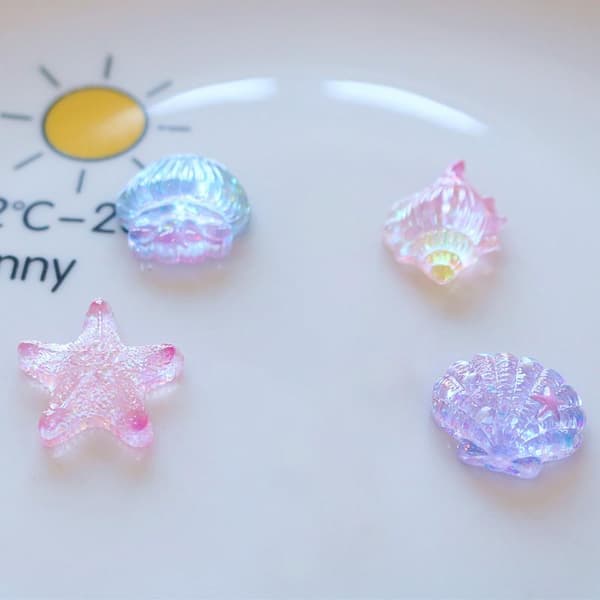 10 stk. Mini Kawaii e Star Shell Flat Back Cabochons DIY Scrapboo StyleB