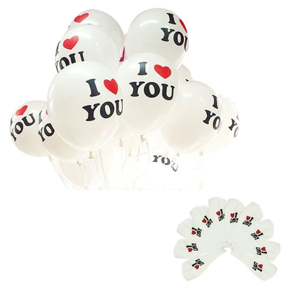10 stk Hvid I LOVE YOU Latex Balloner Fødselsdagsfest Bryllup En