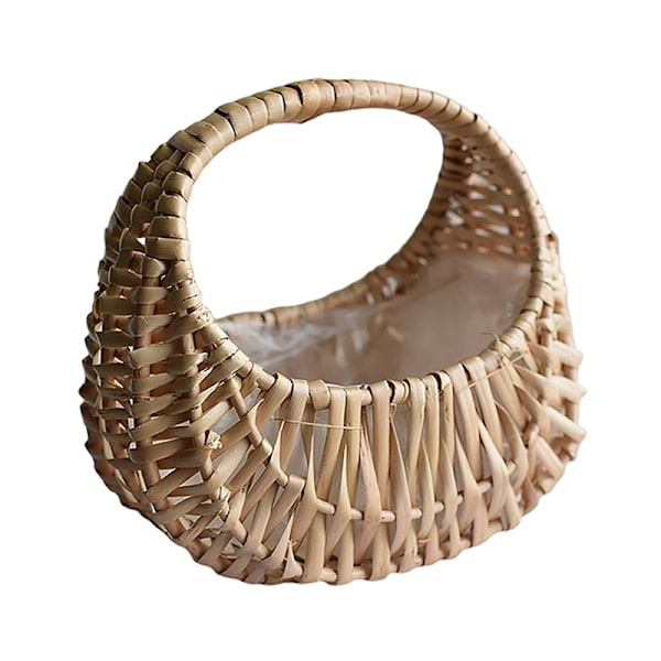 Liten blomsterkurv Willow Rattan Vevd kurv Wicker Half Moon A