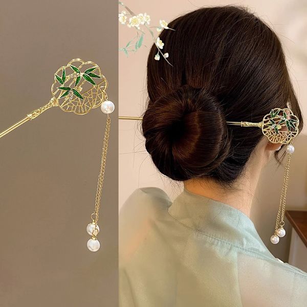 Vintage Flower Fringe Hair Sticks Moderigtigt kvindeligt metalhår A12