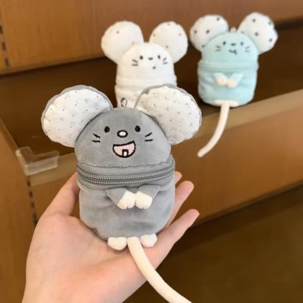 1 st Mini Fluffig Liten Mus Myntväska Nyckelring e Tecknad Sto A1