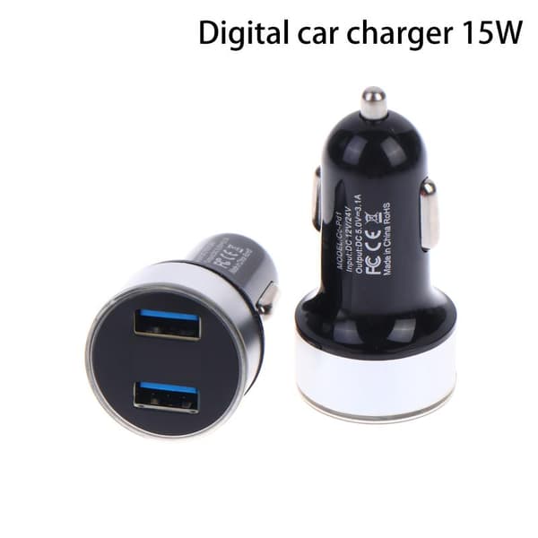 1 stk. dobbel USB billaderadapter billighter LED voltmeter mobil A3