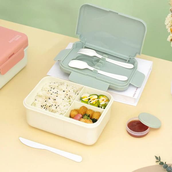 Matboks i plast med tre rom gray