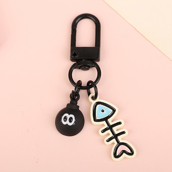 Luova sarjakuva Little Fish avaimenperä Kawaii Fish Bone avaimenperä A3