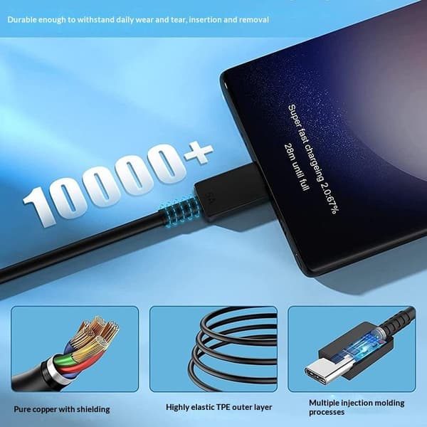 5A PD 25W Dobbelt USB C Superhurtig Opladerkabel til S22 S23 S24 Pl 1M  25W