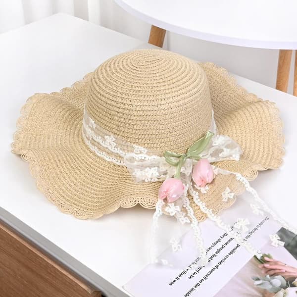 Sommer stråhat foldbar solhat bred stor skygge strandhatte Pr Beige